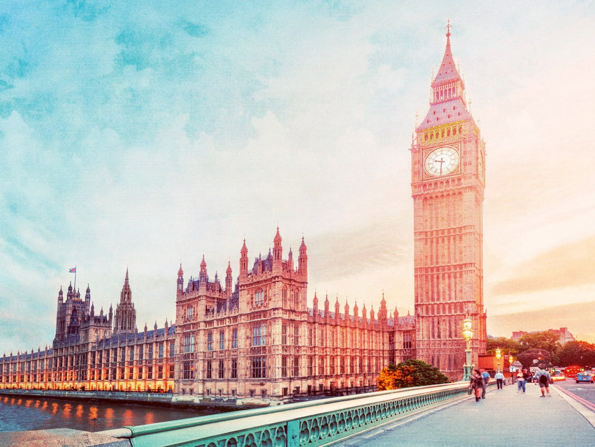 Digitaldruck London Westminster Big Ben Blau Orange ML3501