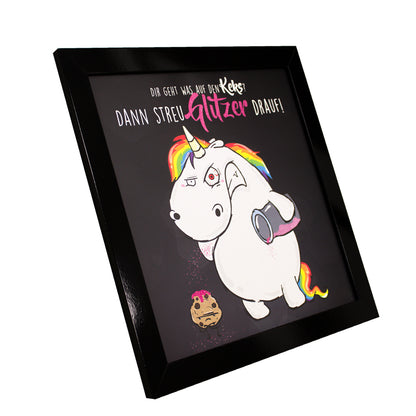  Pummeleinhorn Wandbild Einhorn Bild Glitzer Böse | 50x50cm