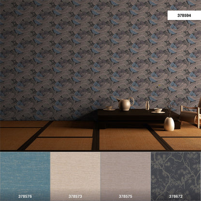  Tapete Vlies Koi Blätter Blau Kupfer Metallic 37859-4