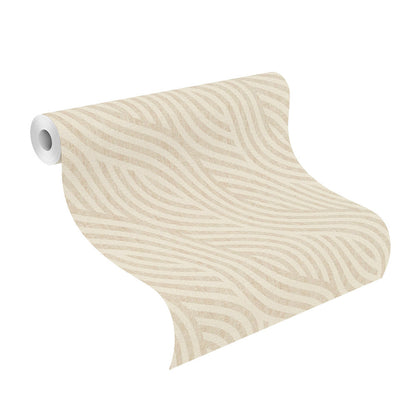  Tapete Vlies Wellen-Design Creme Beige Rasch 704532