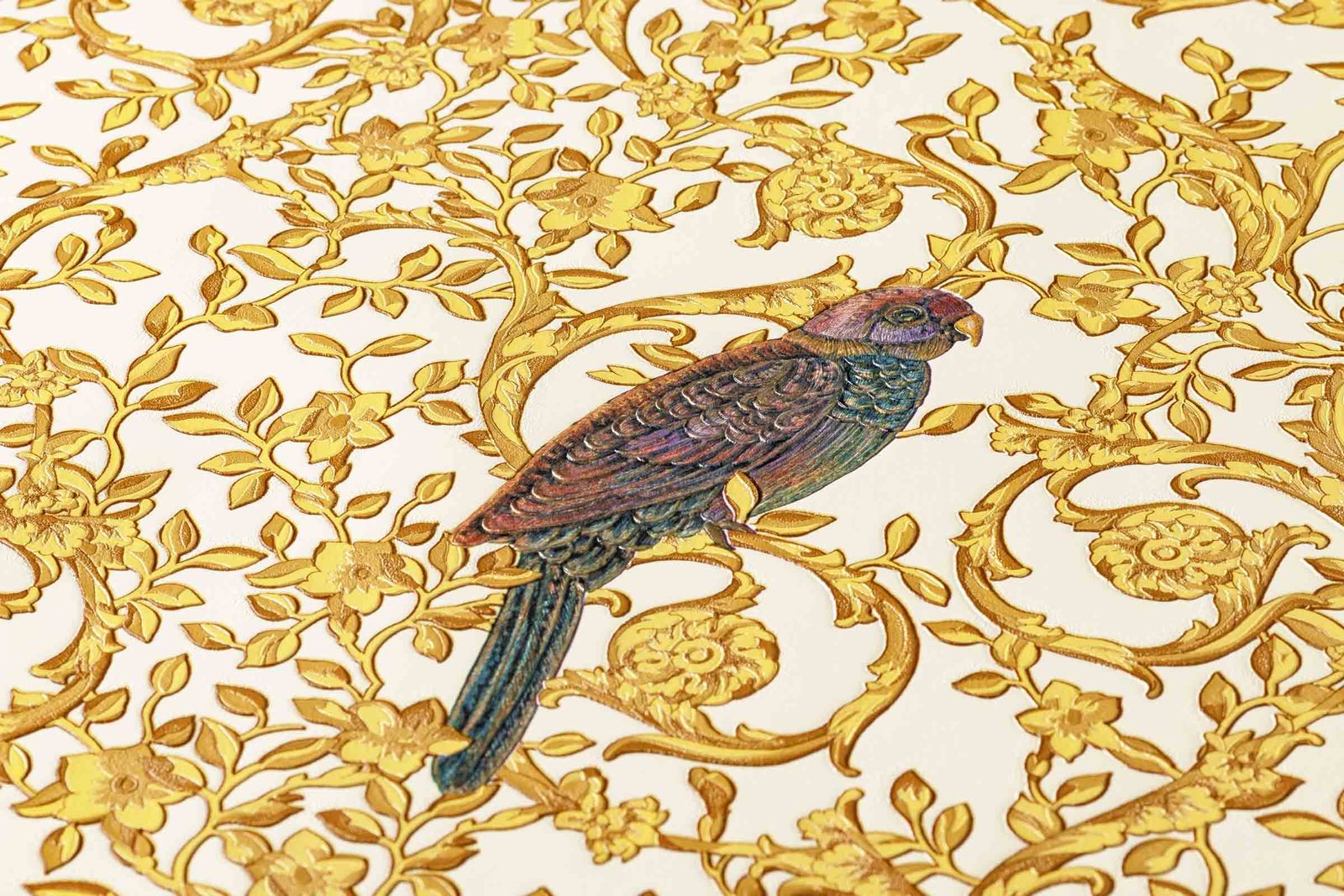  Versace Home Tapete Barock Vögel Weiß Metallic 370532