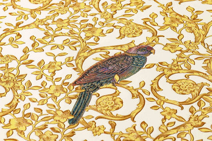  Versace Home Tapete Barock Vögel Weiß Metallic 370532
