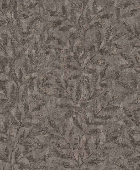 Rasch Vliestapete 315059 Blattmuster Dunkelbraun Metallic